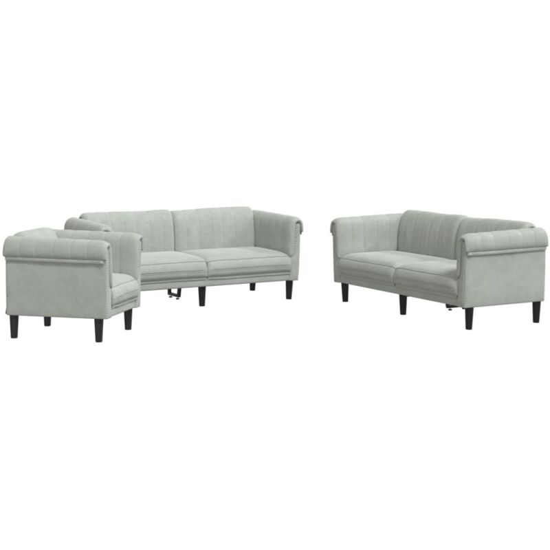 Vidaxl - Ensemble de canapés 3 pcs gris clair velours