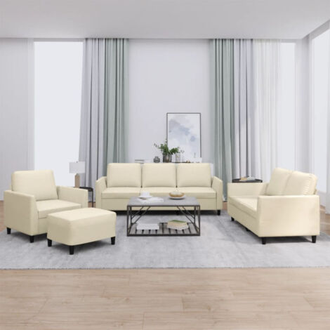 Ensemble de canapés 4 pcs avec coussins Crème Similicuir vidaXL