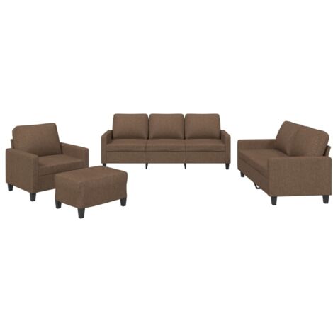 Ensemble de canapés 4 pcs avec coussins Marron Tissu vidaXL