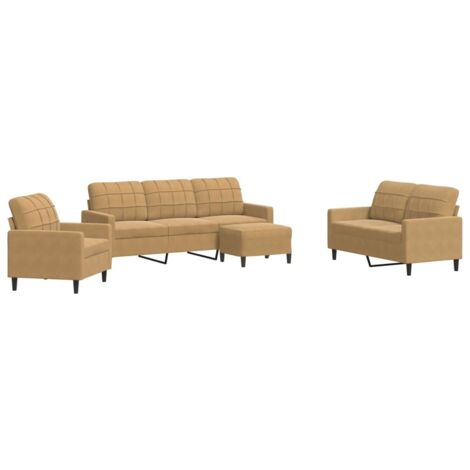 Ensemble de canapés 4 pcs avec coussins Marron Velours vidaXL