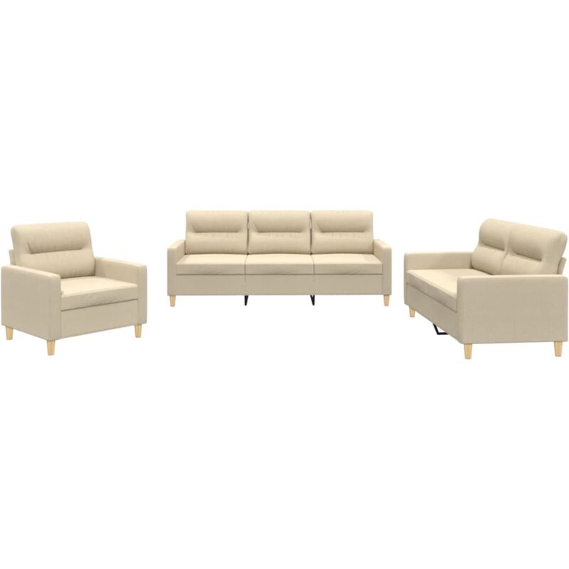Vidaxl - Ensemble de canapés 3 pcs avec coussins Crème Tissu