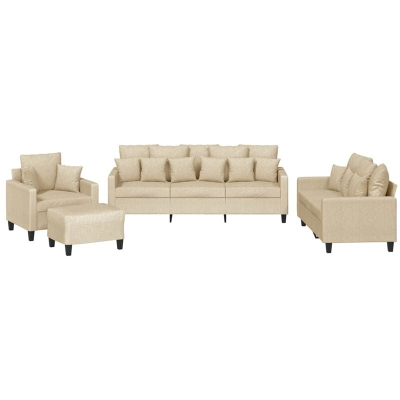 Vidaxl - Ensemble de canapés 4 pcs avec coussins crème tissu