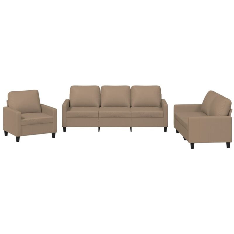 Vidaxl - Ensemble de canapés 3 pcs avec coussins Cappuccino Similicuir