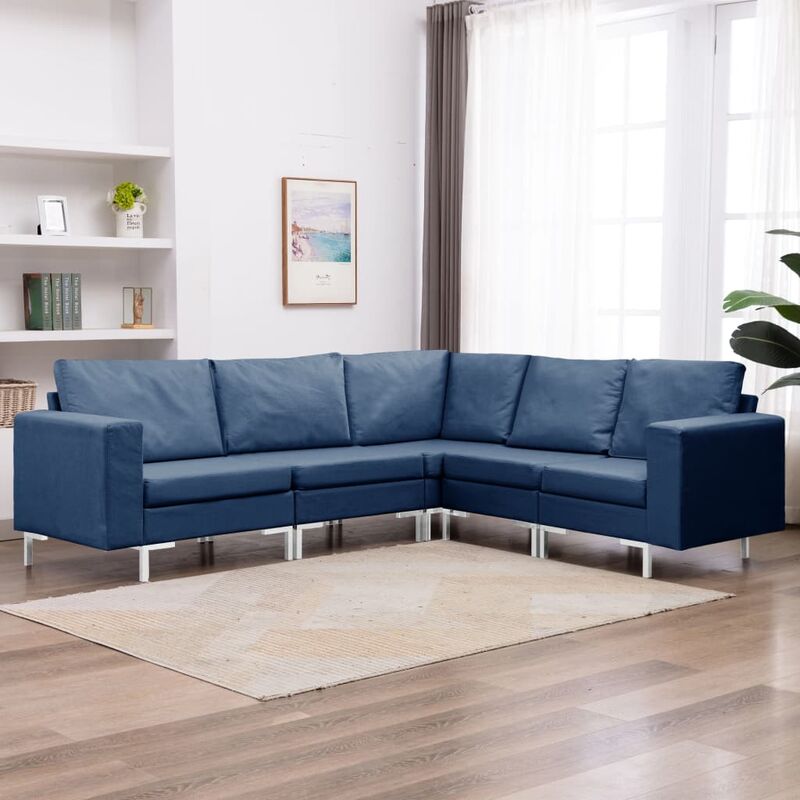 Ensemble de Canapés 5 pcs Tissu Bleu