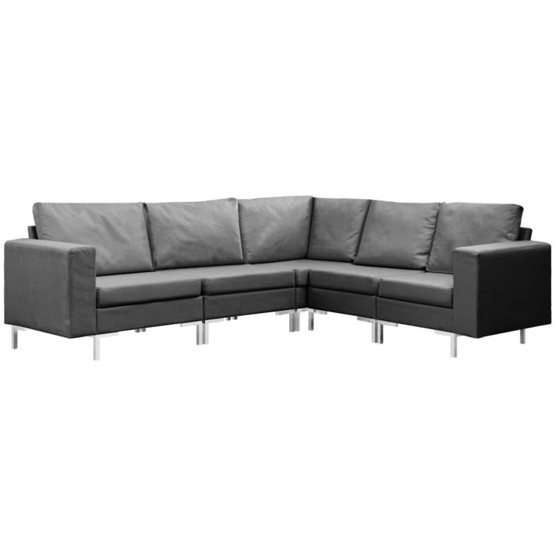 Ensemble de Canapés 5 pcs Tissu Gris Foncé