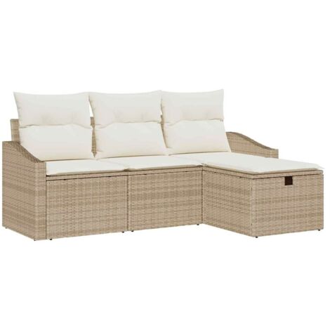 Ensemble de Canapés avec coussin 4 pcs  Mobilier de jardin polyrotin