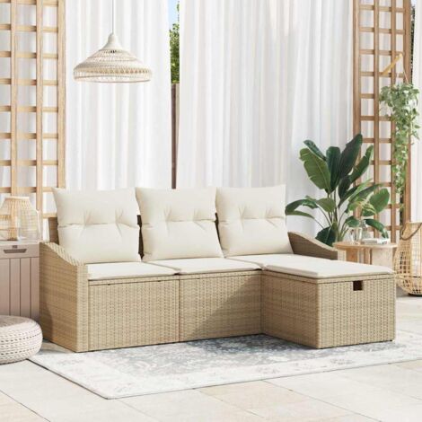 Ensemble de Canapés avec coussin 4 pcs polyrotin vidaXL
