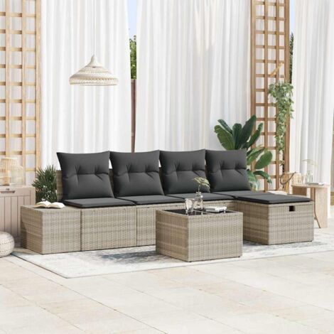 Ensemble de Canapés avec coussin 6 pcs polyrotin vidaXL