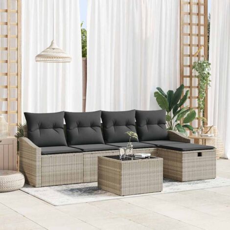 Ensemble de Canapés avec coussin 6 pcs polyrotin vidaXL