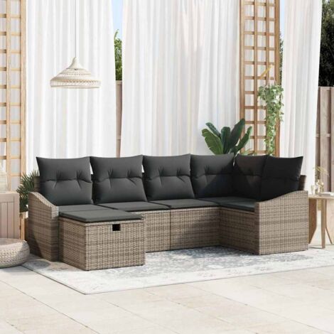 Ensemble de Canapés avec coussin 7 pcs polyrotin vidaXL