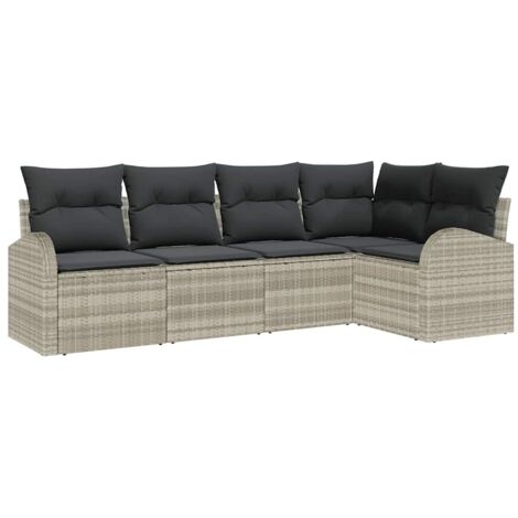 Ensemble de Canapés avec coussin Gris clair Polyester