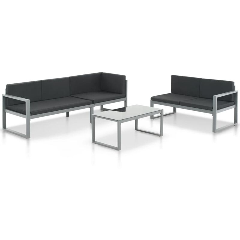 Salon de jardin 3 pcs et coussins Aluminium Noir vidaXL