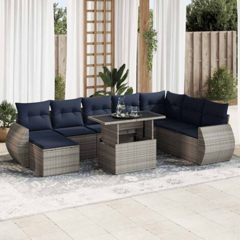 Ensemble de canapés de jardin 9 pcs et coussins rotin acacia vidaXL