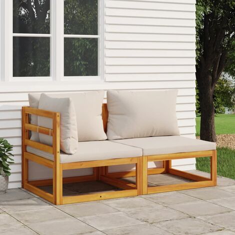 Ensemble de canapés de jardin coussins 2 pcs  Sofa Banquette de jardin  bois massif acacia 24400