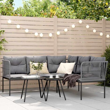 Ensemble de canapés de jardin et coussins-Salon de jardin Sofa extérieur noir acier textilène 656622