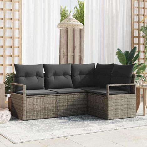 Ensemble de canapés,Chaise de salon,Sofa 4 pcs Gris polyrotin 884265