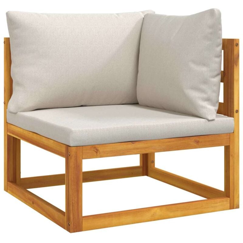 Canapé d'angle sectionnel avec coussins gris clair bois acacia Vidaxl