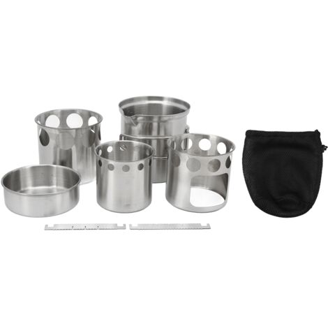 Ensemble de Casseroles en Acier Inoxydable pour Randonnée et Camping, Poêle Portable de Cuisine en Plein Air