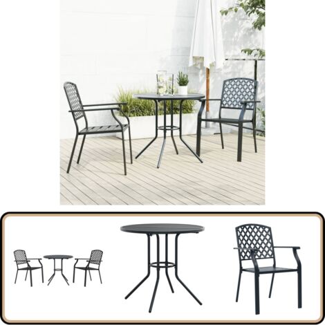 Ensemble de chaises de jardin empilables 3 pcs anthracite - Chaise De Jardin - Mobilier De Jardin - Salon De Jardin - Set De Chaises - Table Basse