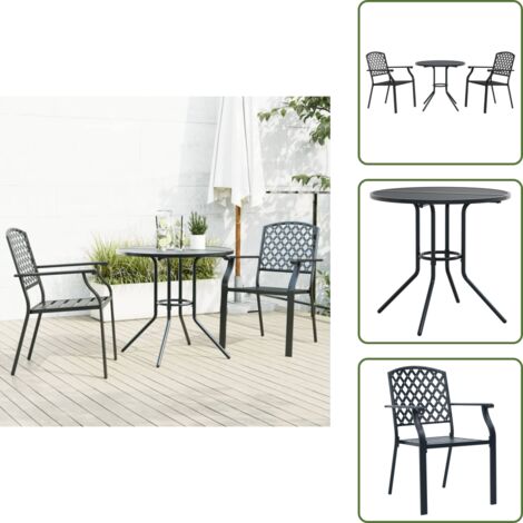 Ensemble de chaises de jardin empilables 3 pcs anthracite - Chaise De Jardin - Mobilier De Jardin - Salon De Jardin - Set De Chaises - Table Basse