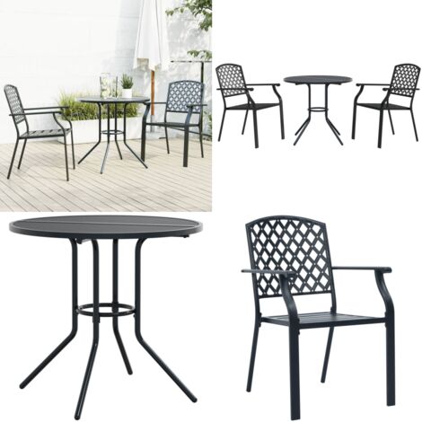Ensemble de chaises de jardin empilables 3 pcs anthracite - Chaise De Jardin - Mobilier De Jardin - Salon De Jardin - Set De Chaises - Table Basse - Home & Living
