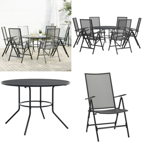 Ensemble de chaises de jardin inclinables 7 pcs anthracite - Chaise De Jardin - Mobilier De Jardin - Salon De Jardin - Set De Chaises - Table Basse - Home & Living