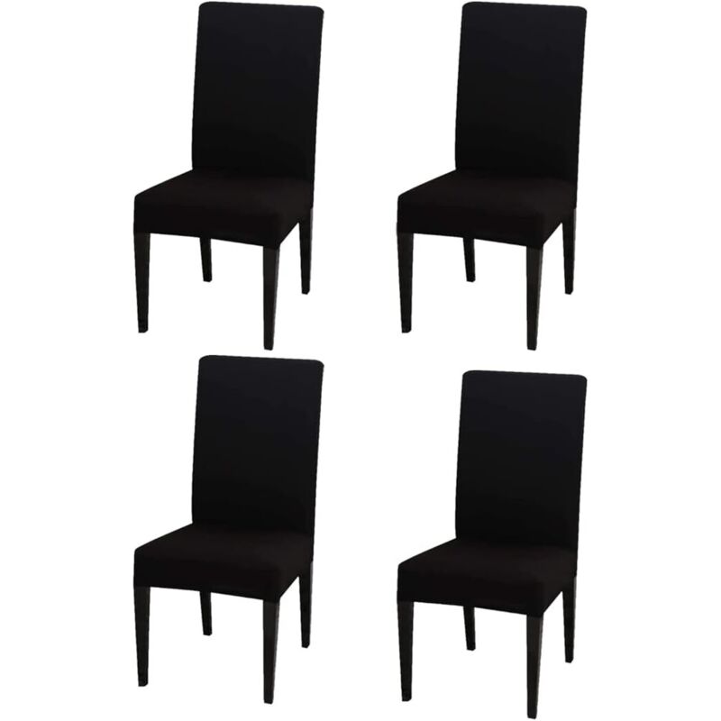Ensemble de chaises noires 4 pièces, housse de chaise à dossier haut 383847cm, moderne, élastique et lavable, convient pour la salle à manger et la