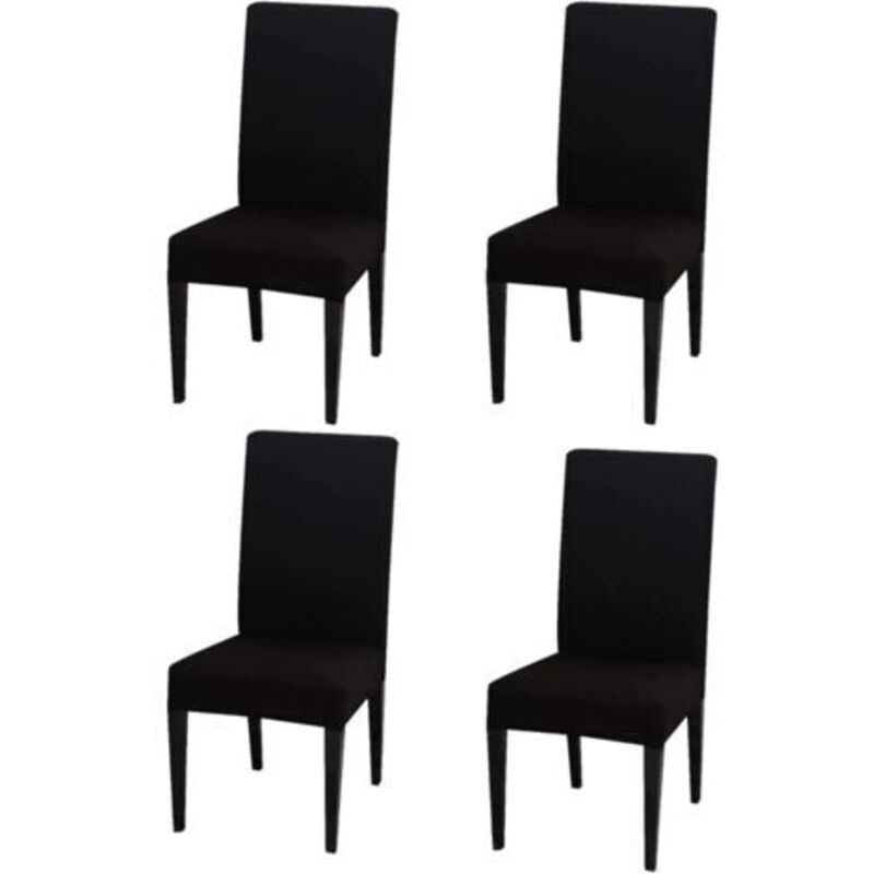 Ensemble de chaises noires 4 pièces, housse de chaise à dossier haut 383847cm, moderne, élastique et lavable, convient pour la salle à manger et la