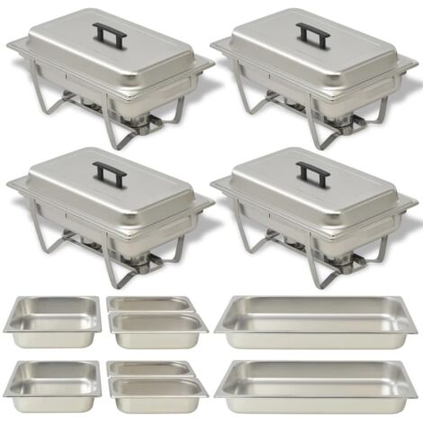 Ensemble de chauffe-plats 4 pcs Acier inoxydable vidaXL
