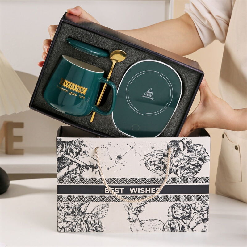 Feiyue - Ensemble de chauffe-tasse à café, chauffe-café pour bureau, adapté pour chauffer le lait, le chocolat, les cadeaux de Noël