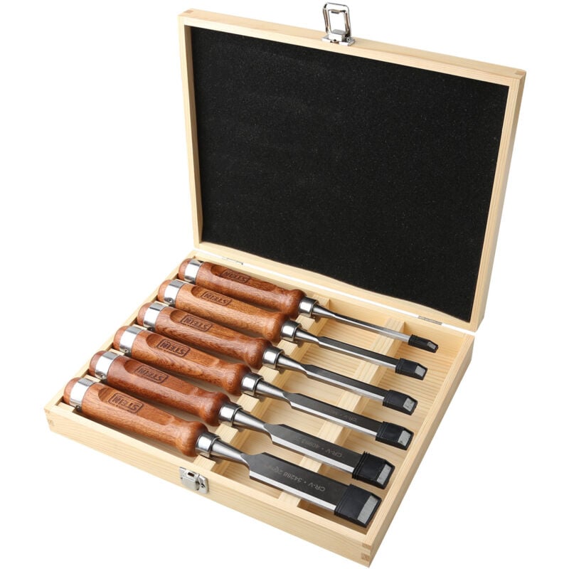 Ensemble de chopes à manche en bois ciseau 6 pièces