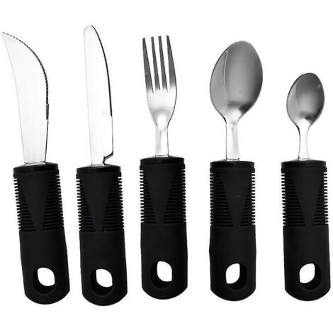 ensemble De Cinq Pices, Couteau, Fourchette Et Cuillre En Acier Inoxydable , Cuillre Glace Professionnelle En Inox - Forme Pointue