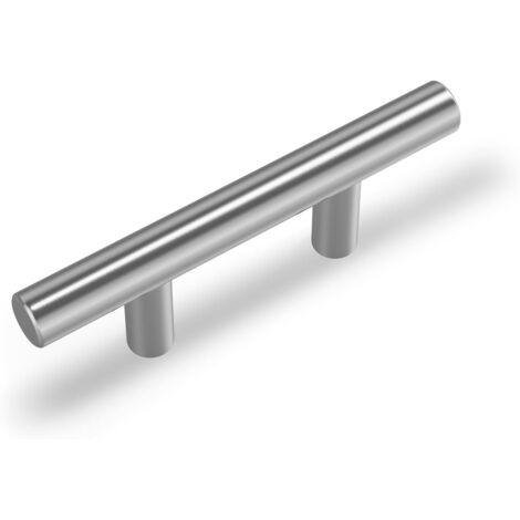 Ensemble de cinq poignées de porte, poignée de cuisine, poignée de meuble, poignée d'armoire, acier inoxydable brossé (espacement des trous de 64 mm).
