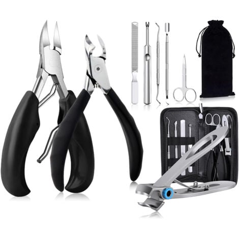 Ensemble de ciseaux à ongles, coupe-ongles de manucure en acier inoxydable, coupe-ongles tranchants pour ongles épais et incarnés, ensemble de pédicure 8 pièces ciseaux à ongles ongles d'orteil