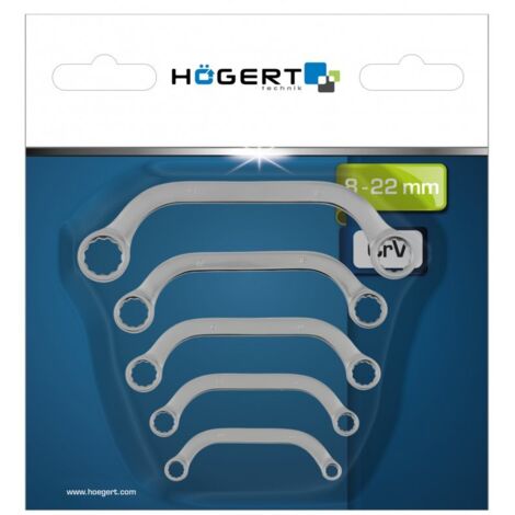 Ensemble de clés à anneau Hogert HT1W599 8-22 mm 5 unités