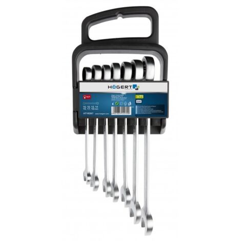 Ensemble de clés combinées Hogert HT1R397 10-19 mm 7 unités