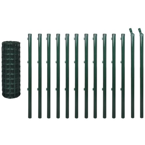 Ensemble de clôture Euro Acier 25 x 1,5 m Vert vidaXL