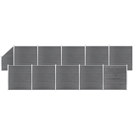 Ensemble de clôture WPC 10 Carré + 1 Incliné 1830x186 Gris