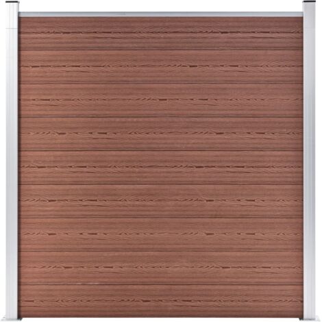 Ensemble de clôture WPC 3 Carré + 1 Incliné 619 x 186 cm Marron