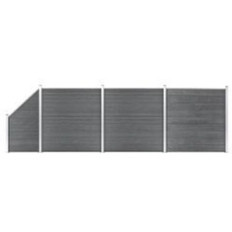 Ensemble de clôture WPC 3 Carré + 1 Incliné 619x186 Gris