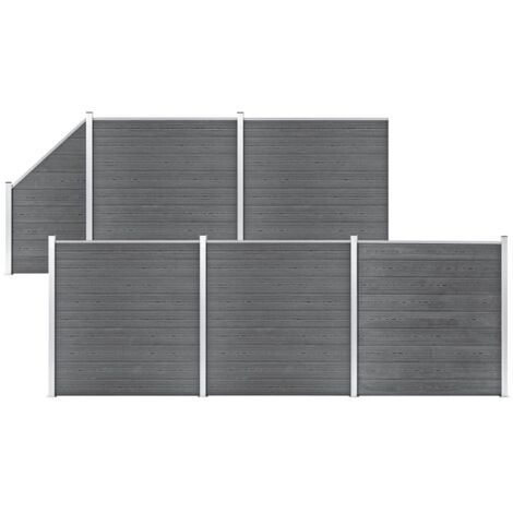 Ensemble de clôture WPC 5 Carré + 1 Incliné 965x186 Gris