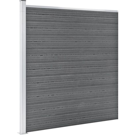 Ensemble de clôture WPC 6 Carré + 1 Incliné 1138x186 cm Gris