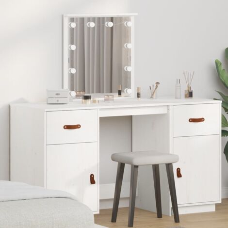 Ensemble de coiffeuse avec LED Blanc Bois de pin solide vidaXL