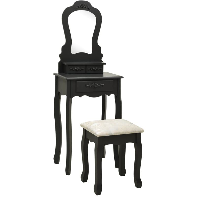Vidaxl - Ensemble de coiffeuse avec tabouret Noir 50x59x136 cm Paulownia