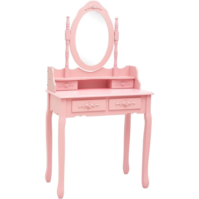 Vidaxl - inlife Ensemble de coiffeuse avec tabouret Rose 75x69x140 cm Paulownia