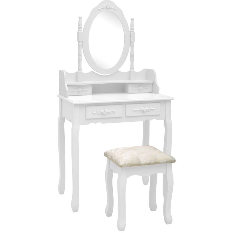 Vidaxl - Ensemble de coiffeuse avec tabouret Blanc 75x69x140cm Paulownia