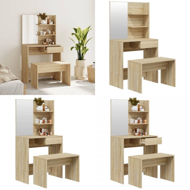 Vidaxl - Ensemble de coiffeuse Chêne Sonoma 74,5x40x141 cm - Table De Maquillage - Coiffeuse - Meuble Salle De Bain - Dressing - Vanity - Home &