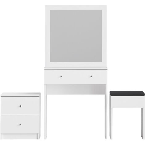 Ensemble de coiffeuse en bois "Nice" - 65 x 35 x 139 cm - Blanc