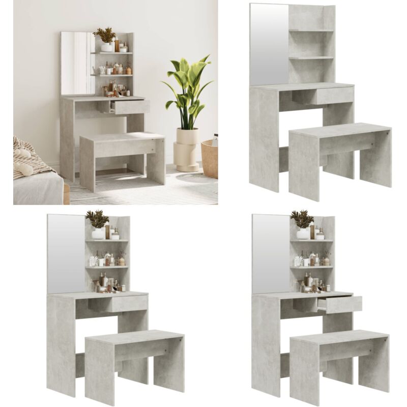 Vidaxl - Ensemble de coiffeuse Gris béton 74,5x40x141 cm - Table De Maquillage - Coiffeuse - Meuble Salle De Bain - Dressing - Vanity - Home & Living