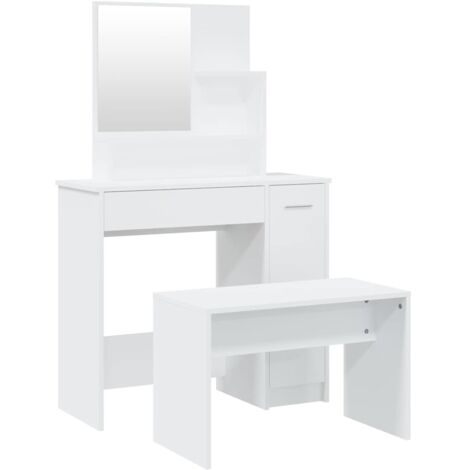 Ensemble de coiffeuse + tabouret Design moderne, pour chambre, Dressing, Blanc 86,5x35x136 cm OIB1846E